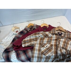 VTG LOT of 4 Plains Dickies Western Wear‎ Pearl Snap Short slv Shirt size MD